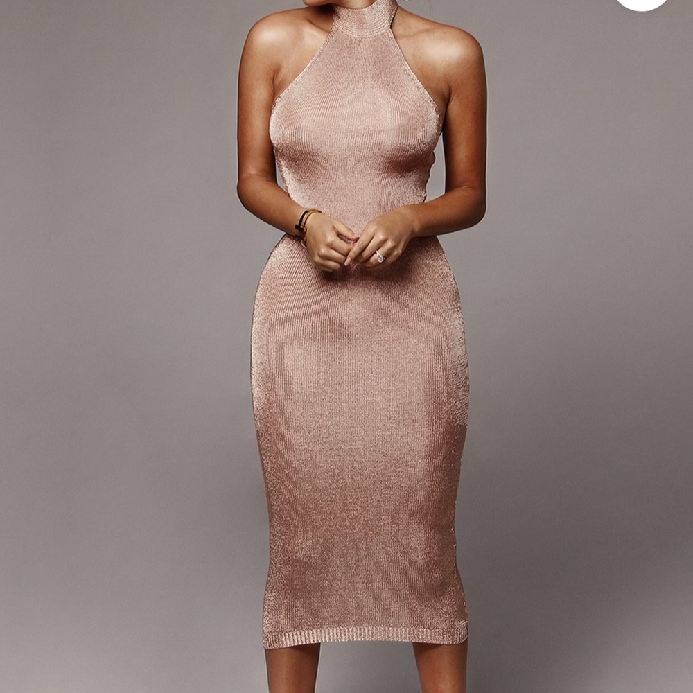 Rose Gold Metalic Knit Dress